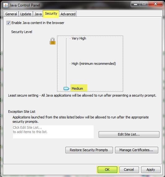 Java Control Panel