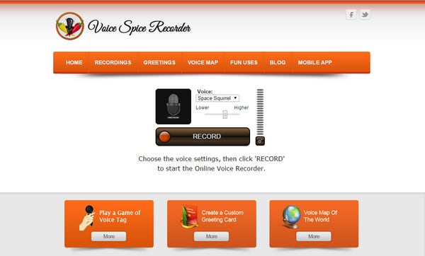 Interfejs Voice Spice Recorder Интерфейс Voice Spice Recorder