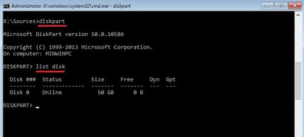 Wpisz listę dysków Набираем list disk