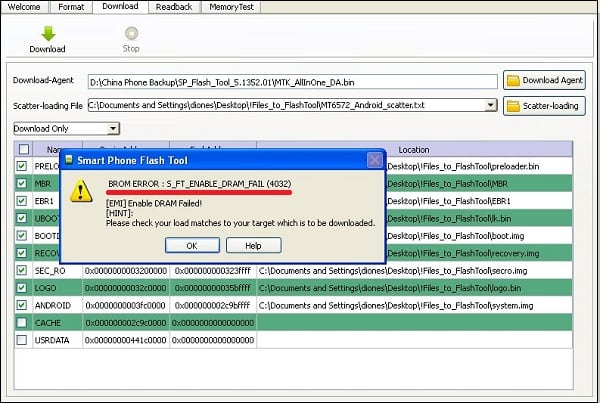 S_FT_ENABLE_DRAM_FAIL (4032) zrzut ekranu błędu Скриншот ошибки S_FT_ENABLE_DRAM_FAIL (4032)