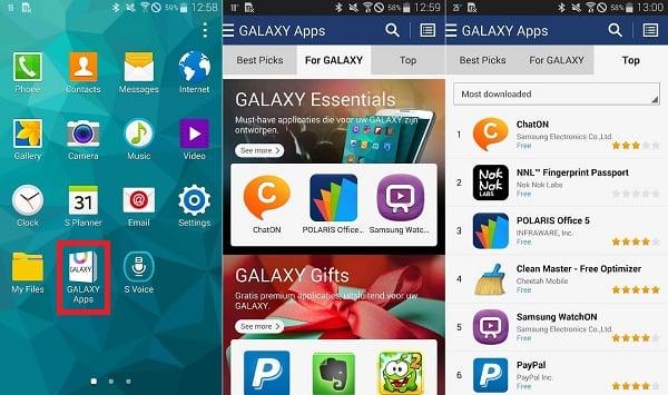 Внешний вид "Galaxy Apps"