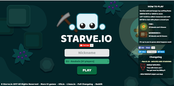 Start screen starve.io Начальный экран starve.io