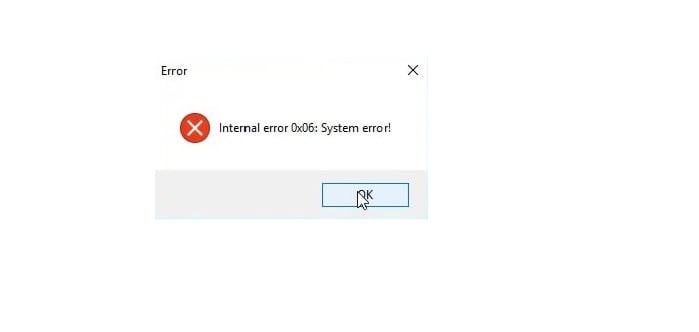 Устраняем ошибку Internal error 0x06