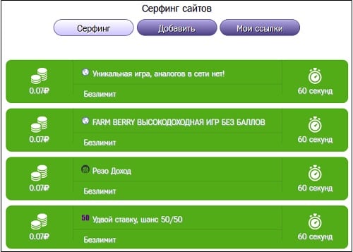 Zarobki z surfowania na stronach Заработок от сёрфинга на сайтах