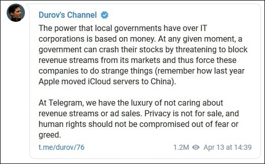 Poufność Durowa Дуров Конфиденциальность